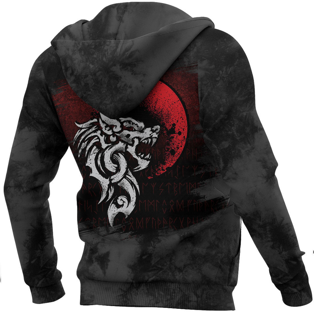 Viking Fenrir Monstrous Wolf Norse Viking Hoodie Helm and Hammer Shop