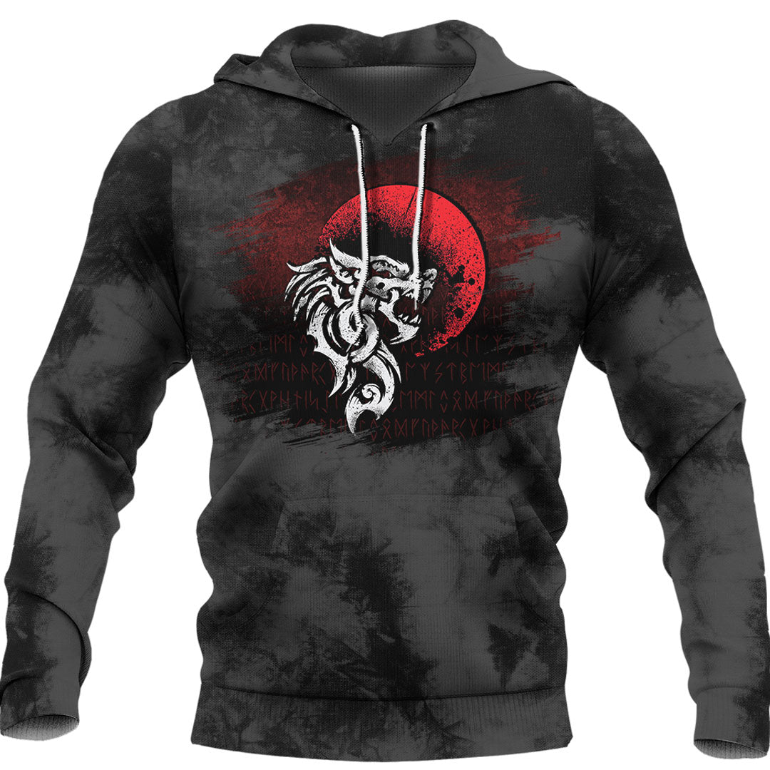 Viking Fenrir Monstrous Wolf Norse Viking Hoodie Helm and Hammer Shop