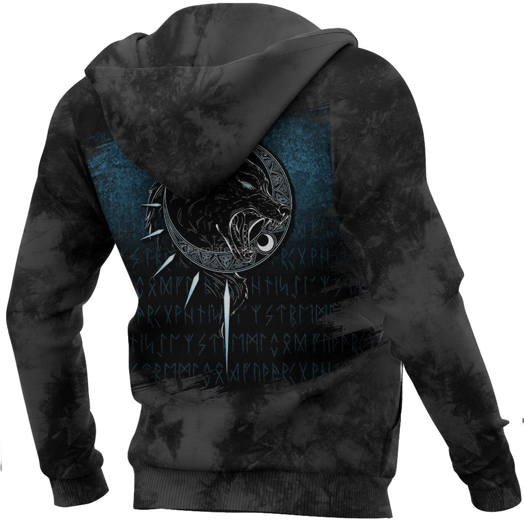 Viking Fenrir Wolve Viking Hoodie Helm and Hammer Shop
