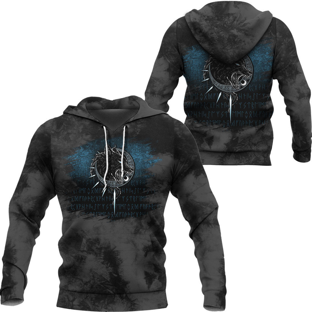 Viking Fenrir Wolve Viking Hoodie Helm and Hammer Shop