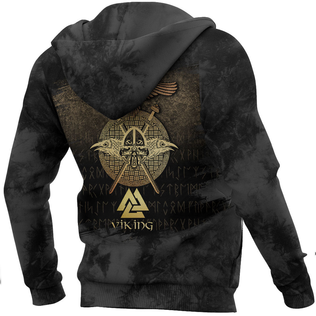 Viking Golden Raven Viking Hoodie Helm and Hammer Shop