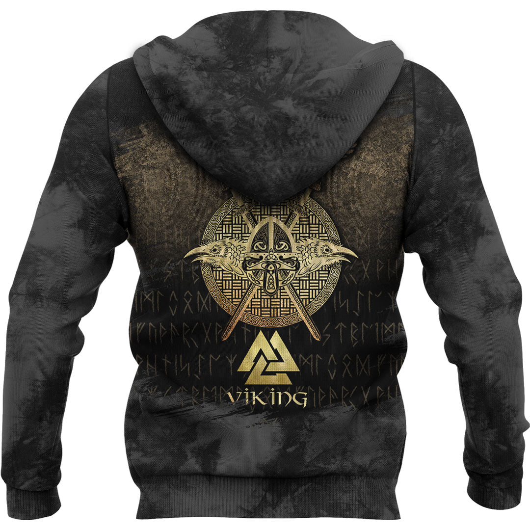 Viking Golden Raven Viking Hoodie Helm and Hammer Shop