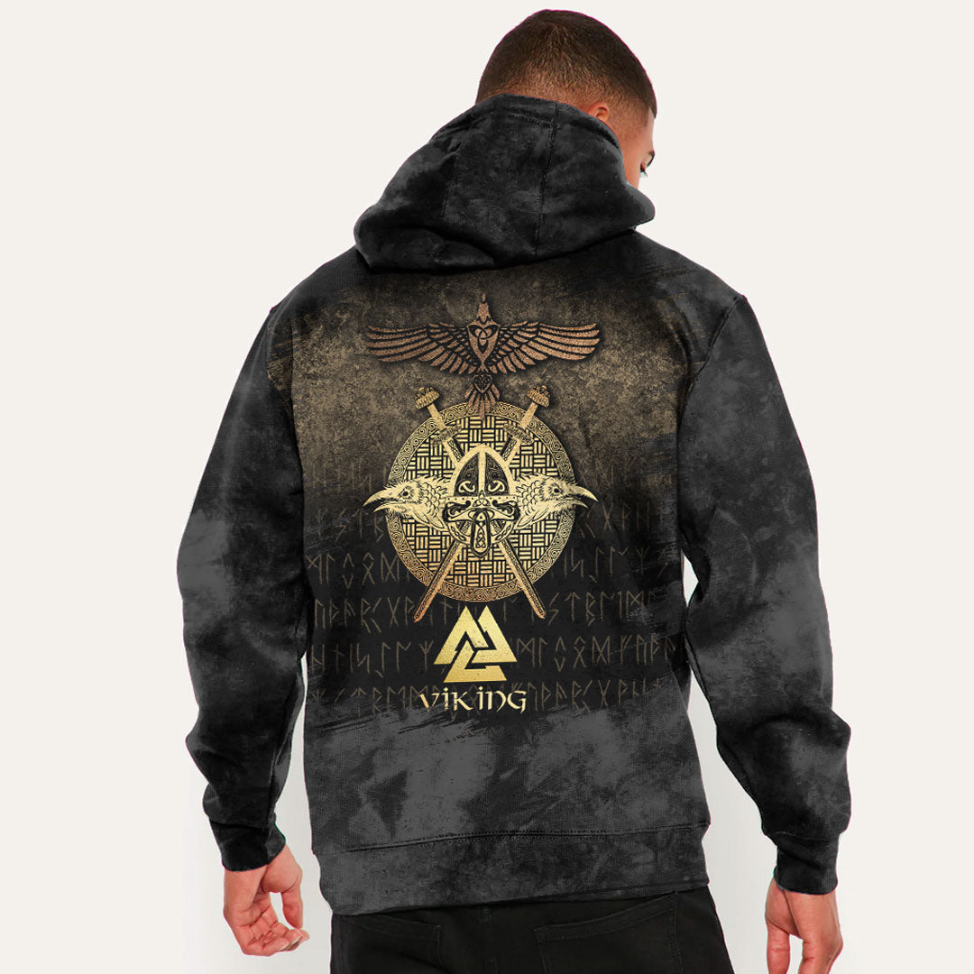 Viking Golden Raven Viking Hoodie Helm and Hammer Shop