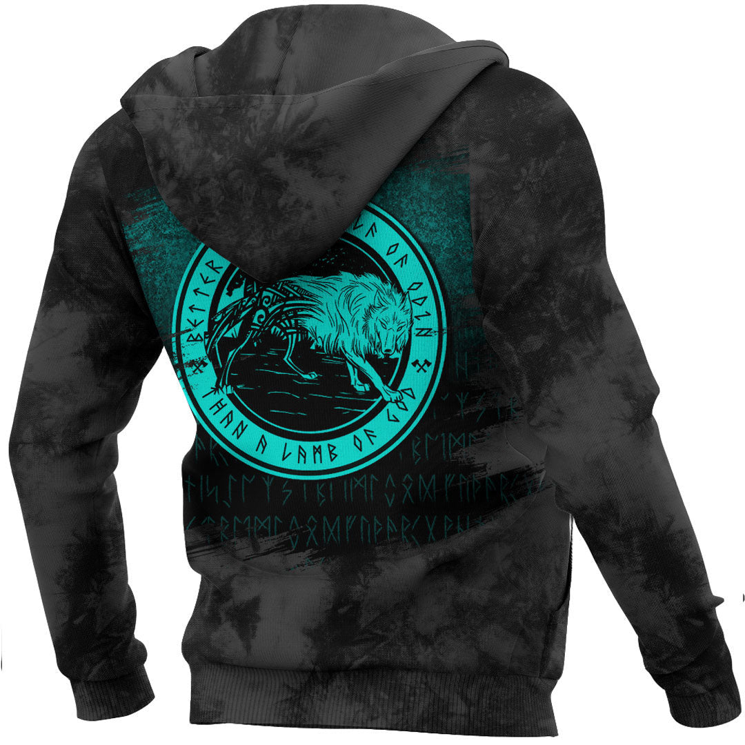Viking Wolf Of Odin cyan Viking Hoodie Helm and Hammer Shop