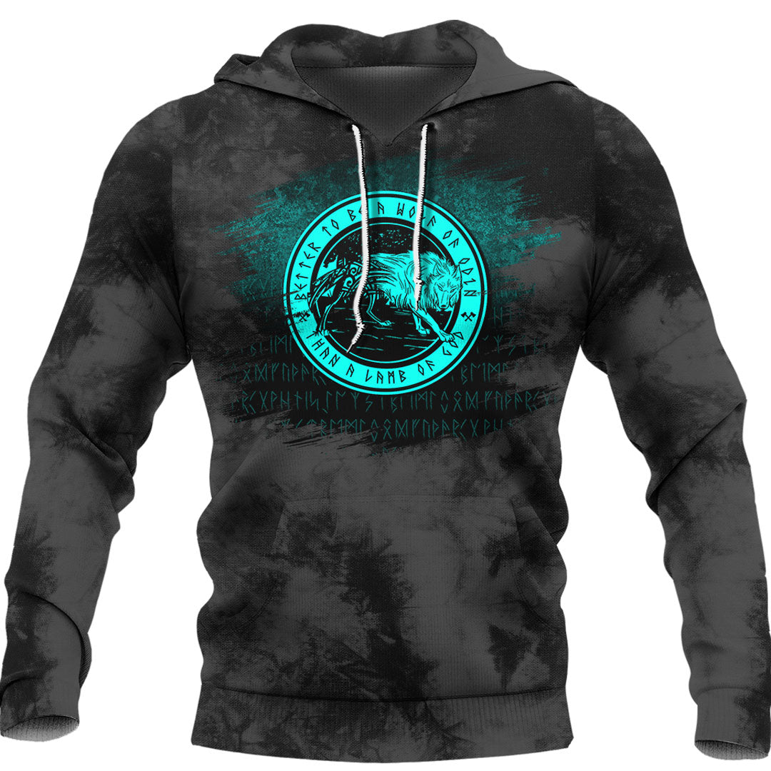 Viking Wolf Of Odin cyan Viking Hoodie Helm and Hammer Shop