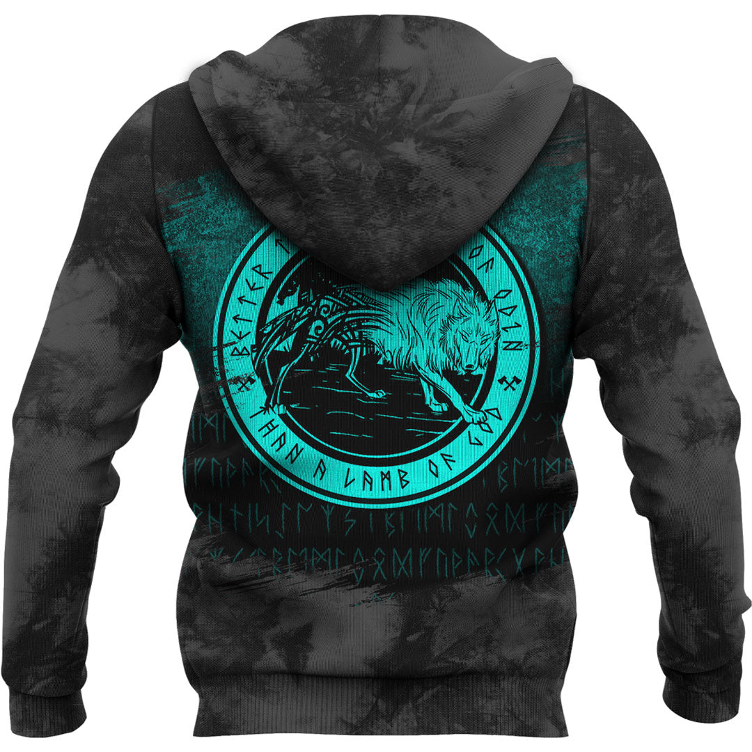 Viking Wolf Of Odin cyan Viking Hoodie Helm and Hammer Shop