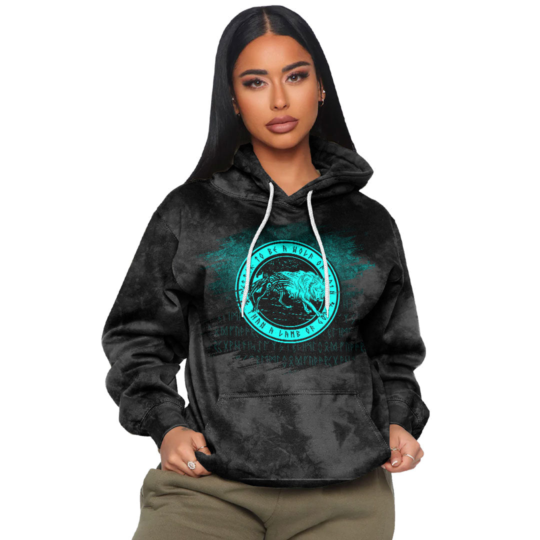 Viking Wolf Of Odin cyan Viking Hoodie Helm and Hammer Shop