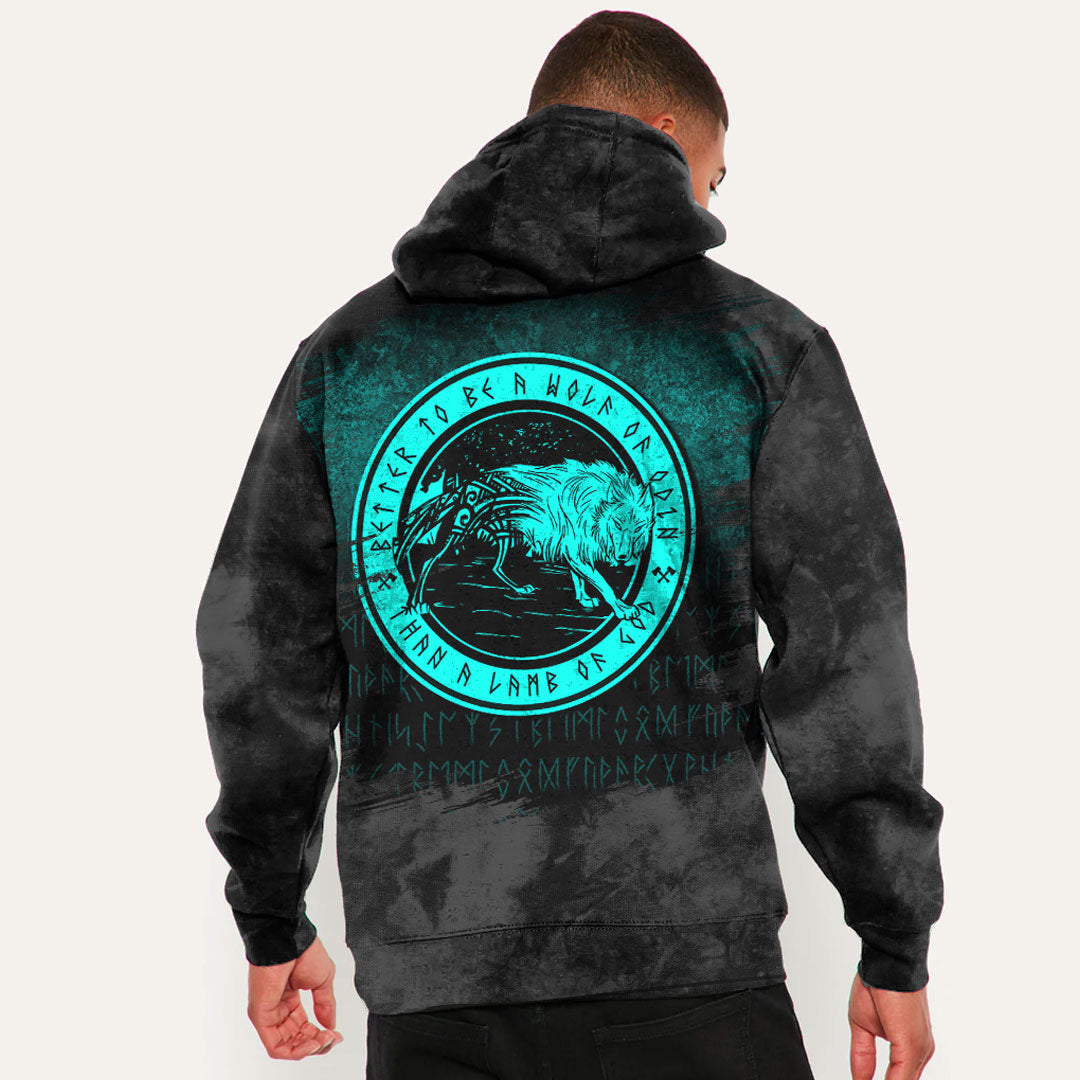 Viking Wolf Of Odin cyan Viking Hoodie Helm and Hammer Shop