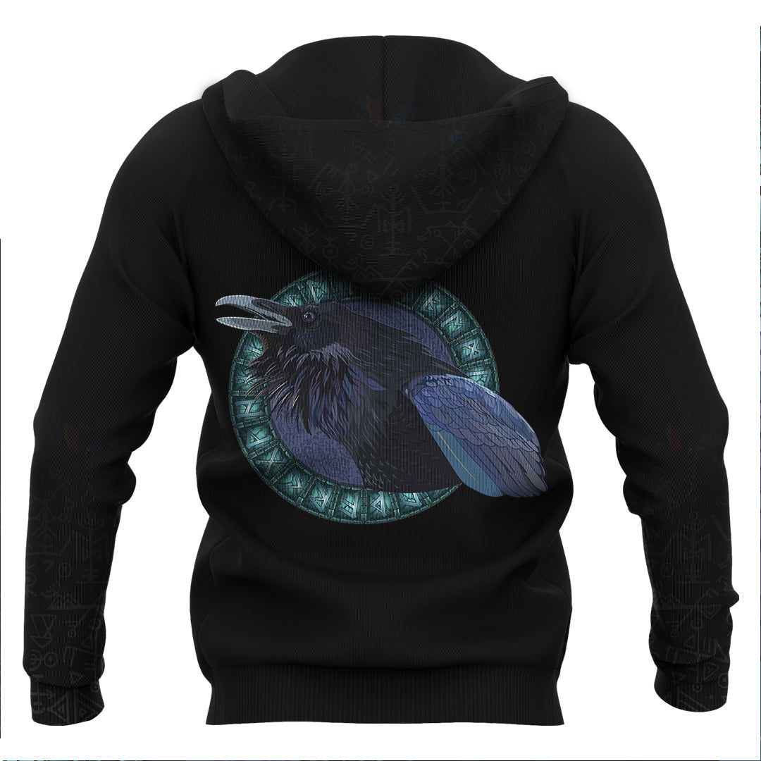 Viking Raven and Runes Viking Hoodie Basic Helm and Hammer Shop