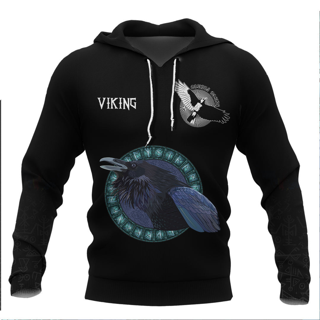 Viking Raven and Runes Viking Hoodie Basic Helm and Hammer Shop