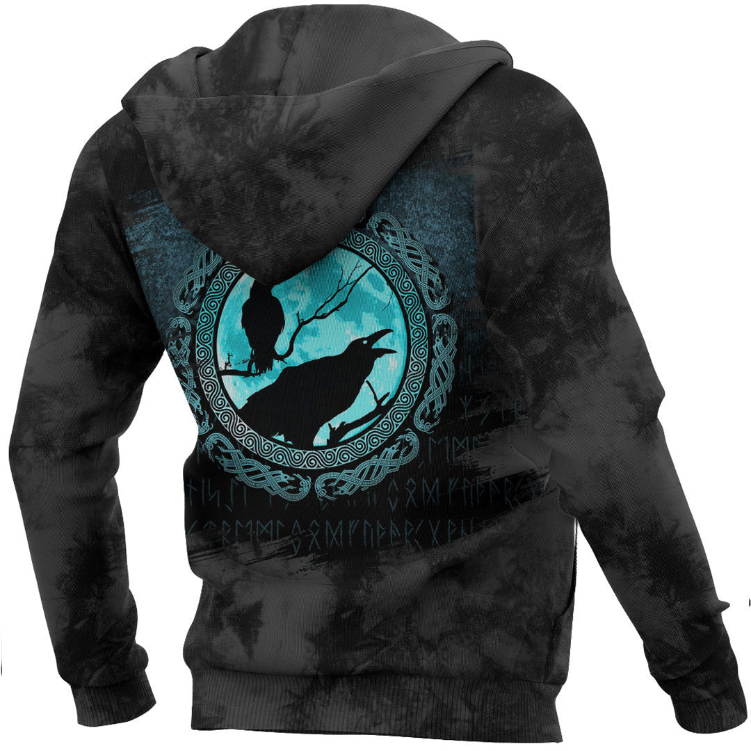 Viking Hugin Munin Odins Ravens Viking Hoodie Helm and Hammer Shop