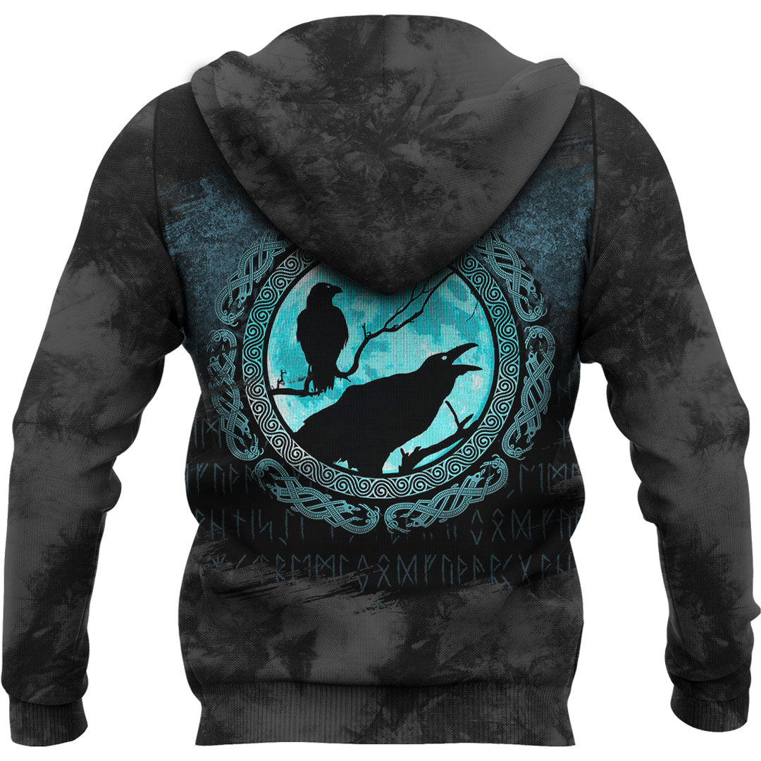 Viking Hugin Munin Odins Ravens Viking Hoodie Helm and Hammer Shop