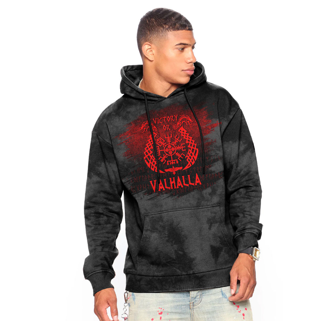 Viking Victory Or Valhalla Drakkar Red Viking Hoodie Helm and Hammer Shop