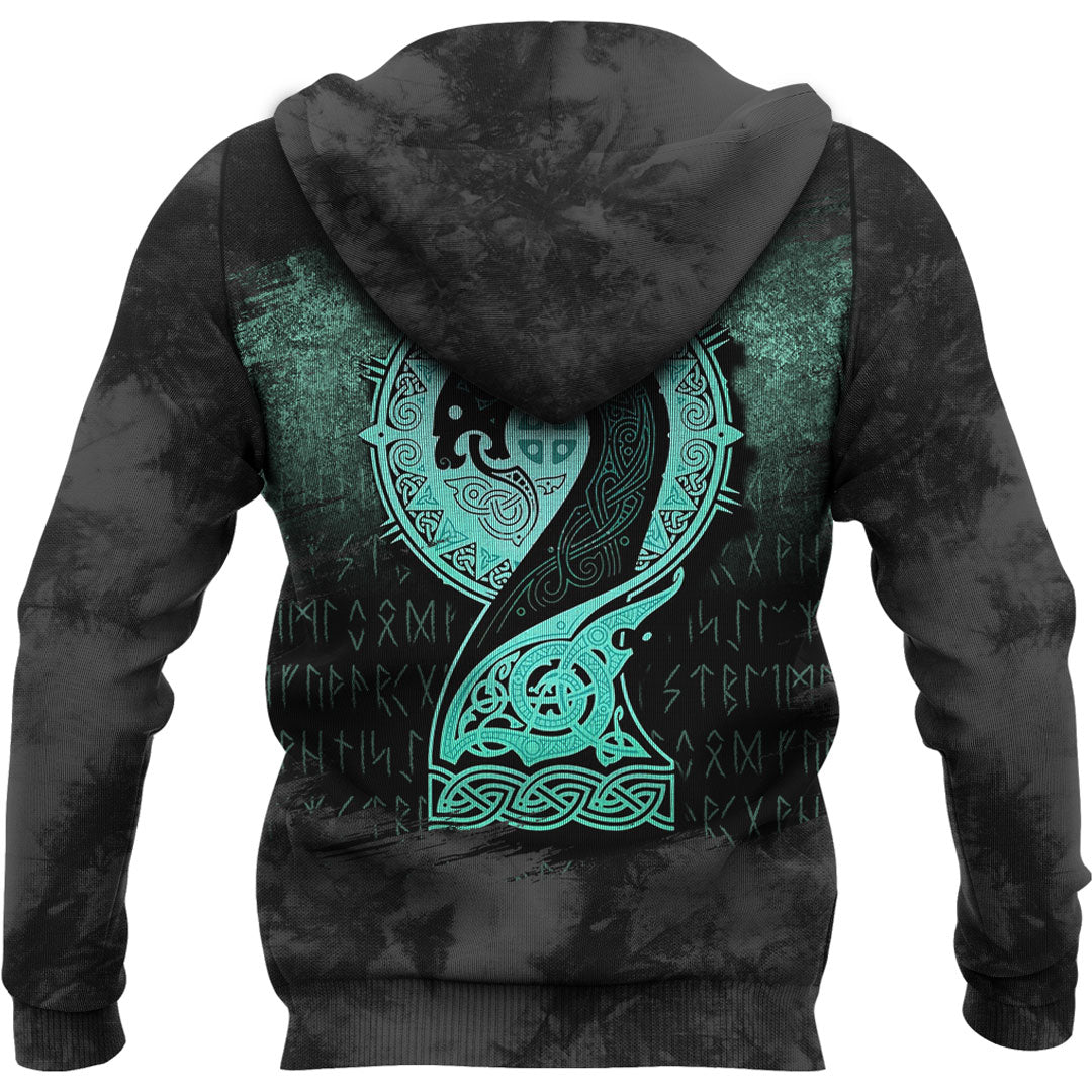 Viking Drakkar cyan Viking Hoodie Helm and Hammer Shop