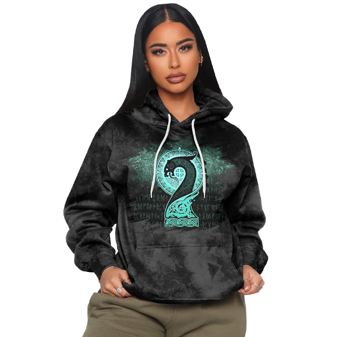 Viking Drakkar cyan Viking Hoodie Helm and Hammer Shop