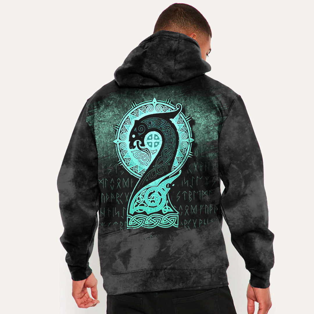 Viking Drakkar cyan Viking Hoodie Helm and Hammer Shop