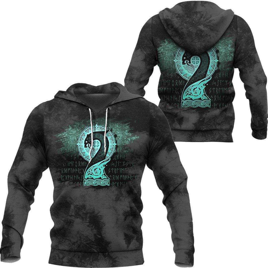 Viking Drakkar cyan Viking Hoodie Helm and Hammer Shop