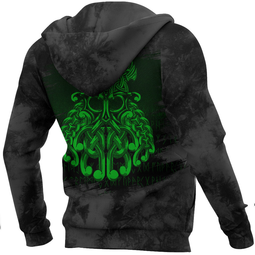 Viking Odin Valhalla Green Viking Hoodie Helm and Hammer Shop