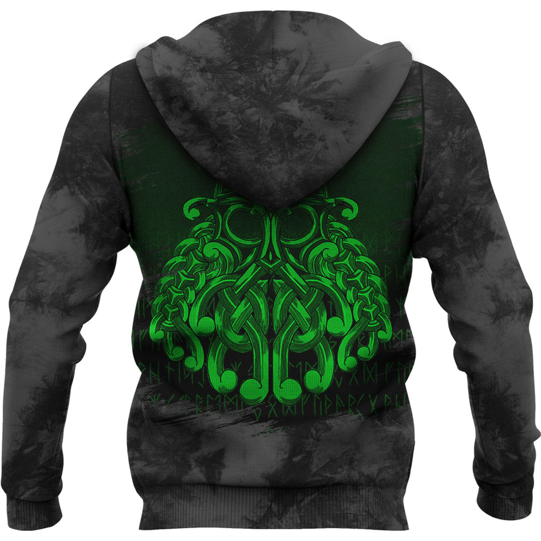 Viking Odin Valhalla Green Viking Hoodie Helm and Hammer Shop