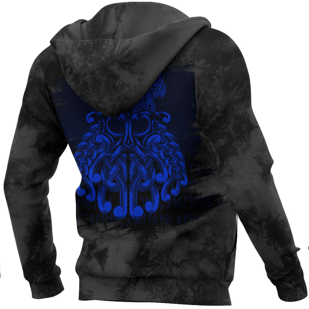 Viking Odin Valhalla Blue Viking Hoodie Helm and Hammer Shop