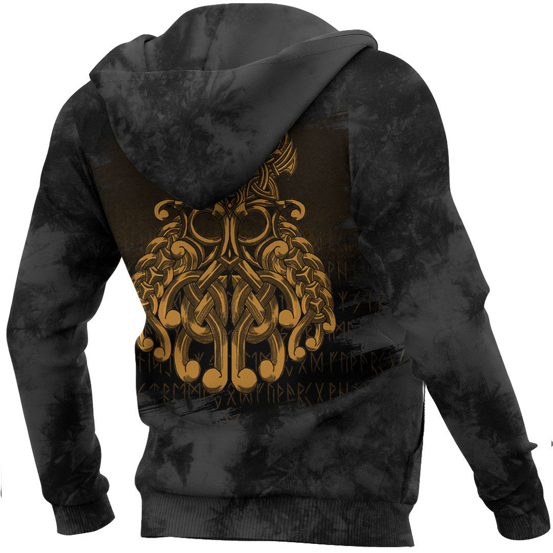 Viking Odin Valhalla Gold Viking Hoodie Helm and Hammer Shop