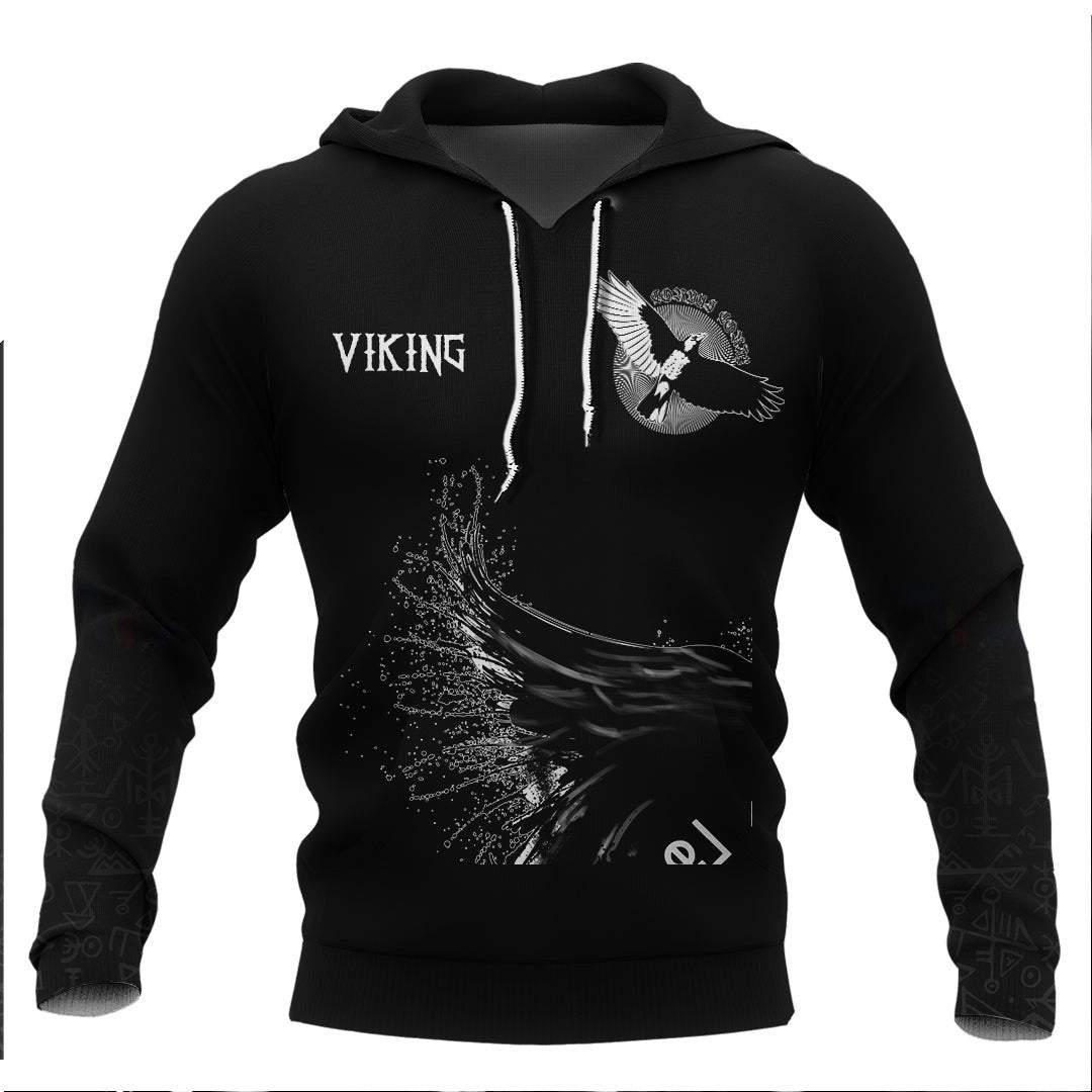 Viking Ravens Vegvisir and Helm Of Awe Viking Hoodie Basic Helm and Hammer Shop