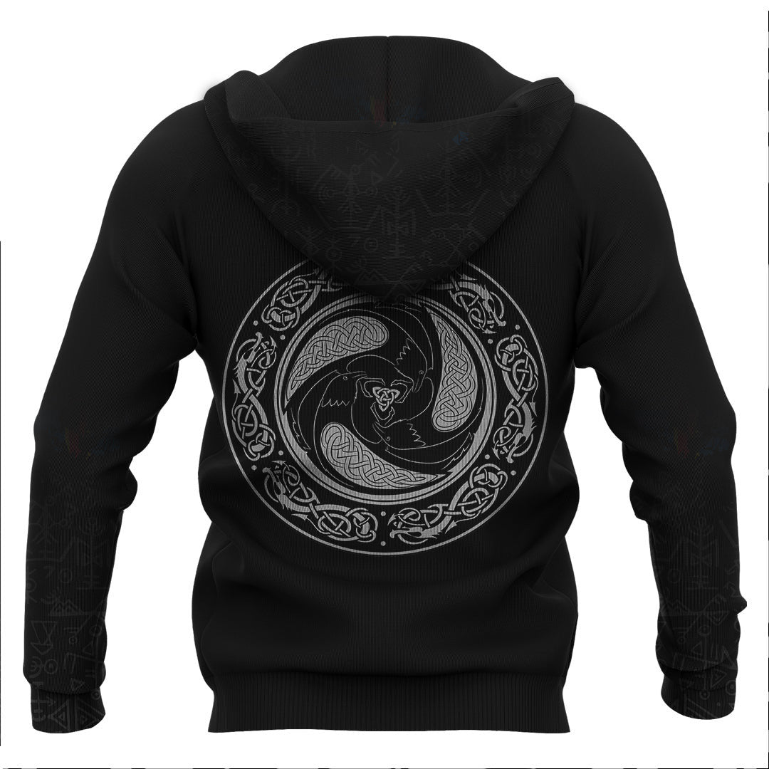 Viking Ravens of God Odin Viking Hoodie Basic Helm and Hammer Shop
