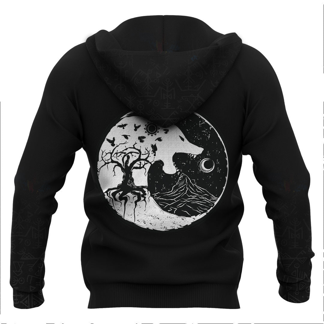 Viking Wolf And Ravens Viking Hoodie Basic Helm and Hammer Shop