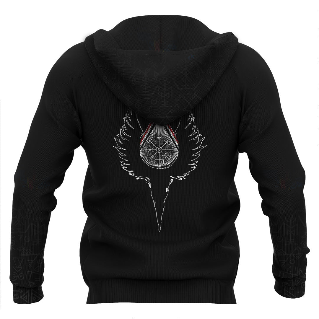 Viking Vegvisir & Wings Viking Hoodie Basic Helm and Hammer Shop