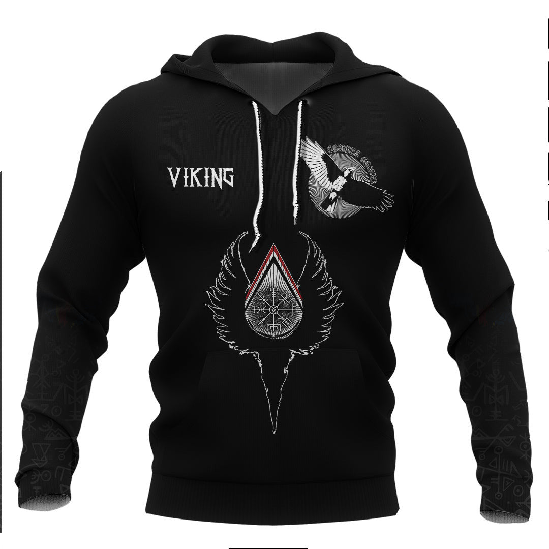 Viking Vegvisir & Wings Viking Hoodie Basic Helm and Hammer Shop