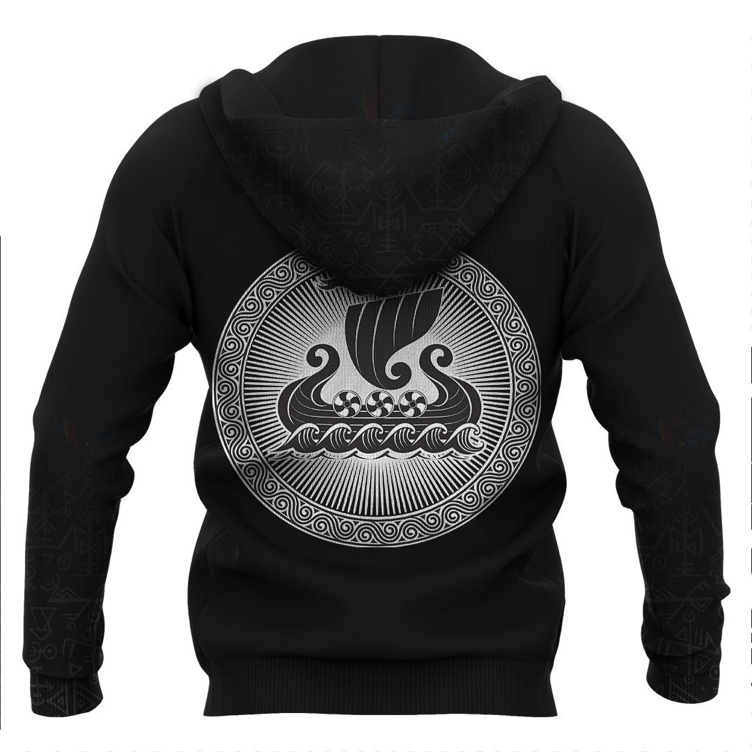 Viking Drakkar Black Viking Hoodie Basic Helm and Hammer Shop