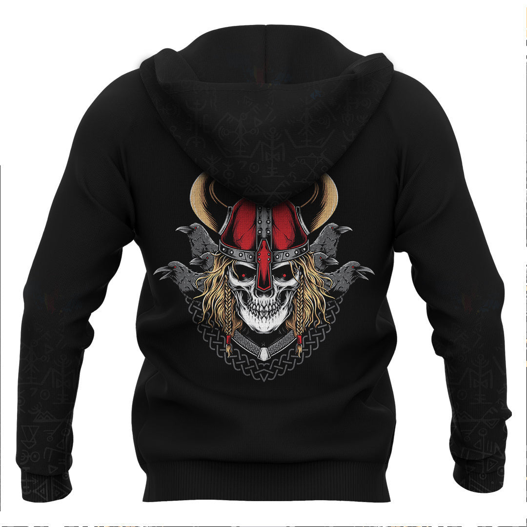 Viking Warrior With Raven Viking Hoodie Basic Helm and Hammer Shop