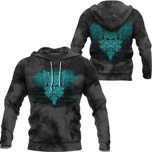 Viking Special Odin Cyan Viking Hoodie Helm and Hammer Shop