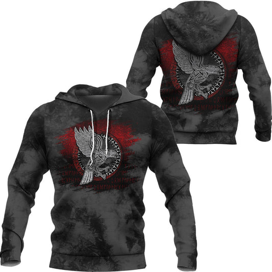 Viking Raven Hugin Munin Viking Hoodie Helm and Hammer Shop