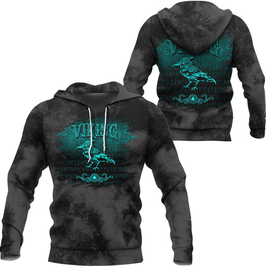 Viking Raven Bird Nordic Style Norseman 3 Viking Hoodie Helm and Hammer Shop