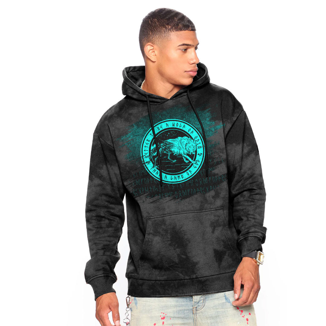Viking Wolf Of Odin cyan Viking Hoodie Helm and Hammer Shop