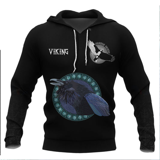 Viking Raven and Runes Viking Hoodie Basic Helm and Hammer Shop