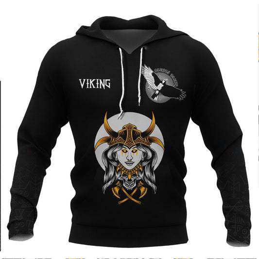 Viking Scandinavian God Odin New Viking Hoodie Basic Helm and Hammer Shop