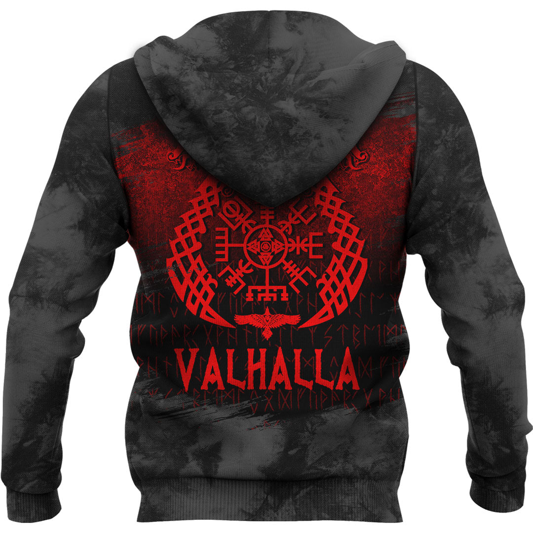 Viking Victory Or Valhalla Drakkar Red Viking Hoodie Helm and Hammer Shop