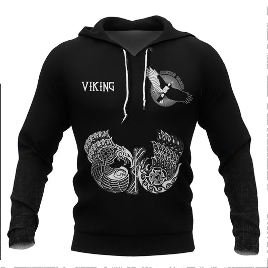 Viking Raven Symbol Viking Hoodie Basic Helm and Hammer Shop