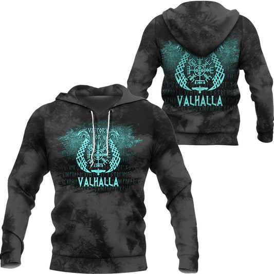 Viking Victory Or Valhalla Drakkar Cyan Viking Hoodie Helm and Hammer Shop
