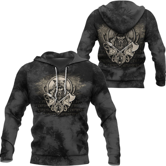 Viking Odin and Wolfs Viking Hoodie Helm and Hammer Shop