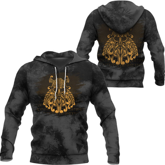 Viking Odin Valhalla Gold Viking Hoodie Helm and Hammer Shop