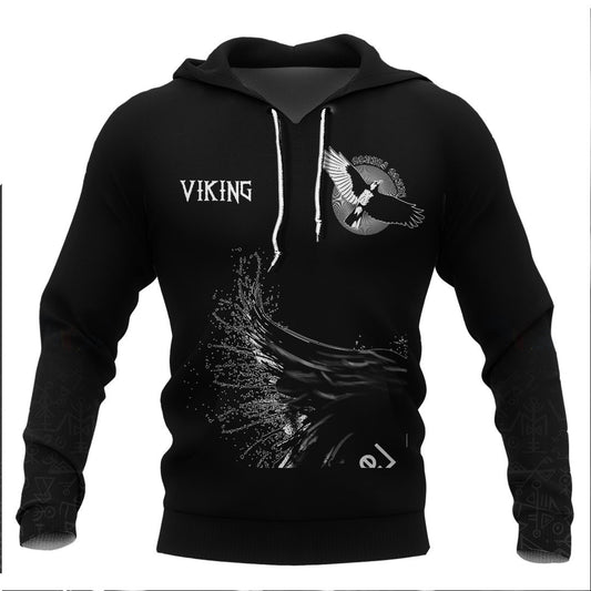 Viking Ravens Vegvisir and Helm Of Awe Viking Hoodie Basic Helm and Hammer Shop