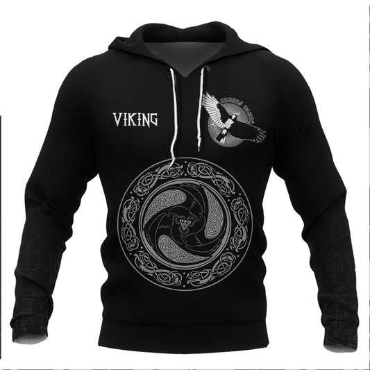 Viking Ravens of God Odin Viking Hoodie Basic Helm and Hammer Shop