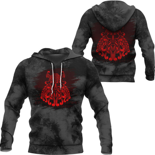 Viking Odin Valhalla Red Viking Hoodie Helm and Hammer Shop