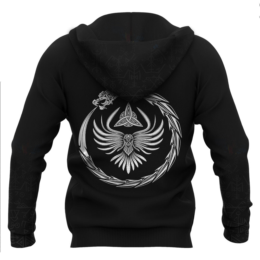 Viking Dragon And Raven Viking Hoodie Basic Helm and Hammer Shop
