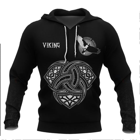 Viking Triple Horn of Odin Viking Hoodie Basic Helm and Hammer Shop
