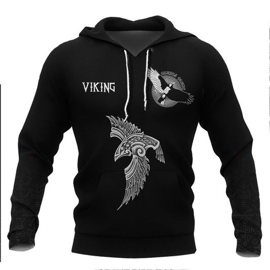 Viking Special Raven Tattoo Viking Hoodie Basic Helm and Hammer Shop