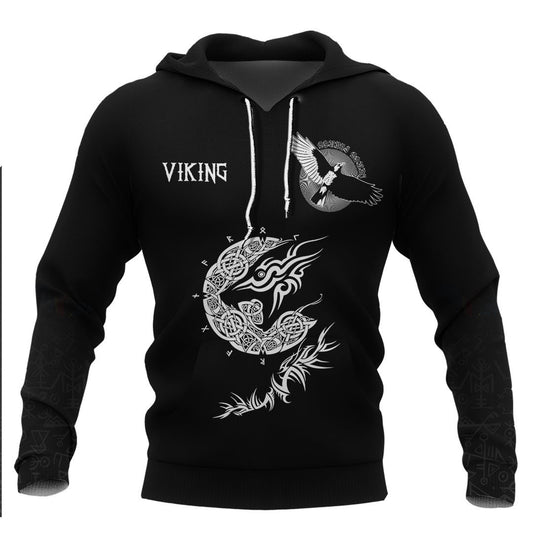 Viking Fenrir Wolf Viking Hoodie Basic Helm and Hammer Shop